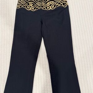 Roberto Cavalli Black Pants with Gold Embroidered Detail